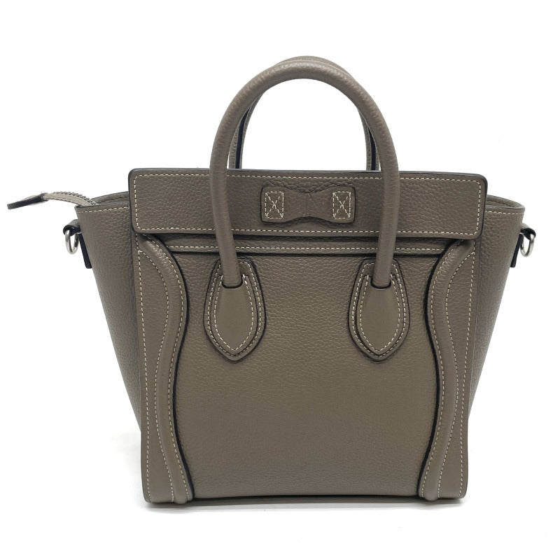 CELINE CELINE Luggage nano Nano luggage Luggage nano Drumped calfskin Sli Greige Silver Metal Fittings New Logo Handbag