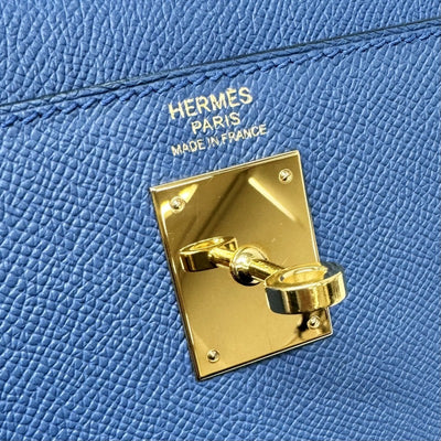 エルメス HERMES ケリー32 ケリー 32 バッグ トートバッグ ショルダーバッグ エプソン アズール ブルー 青 ゴールド金具 ヴォーエプソン　新型　V字金具