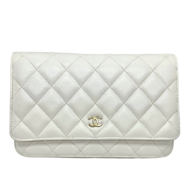 シャネル CHANEL マトラッセ キャビアスキン ホワイト 白