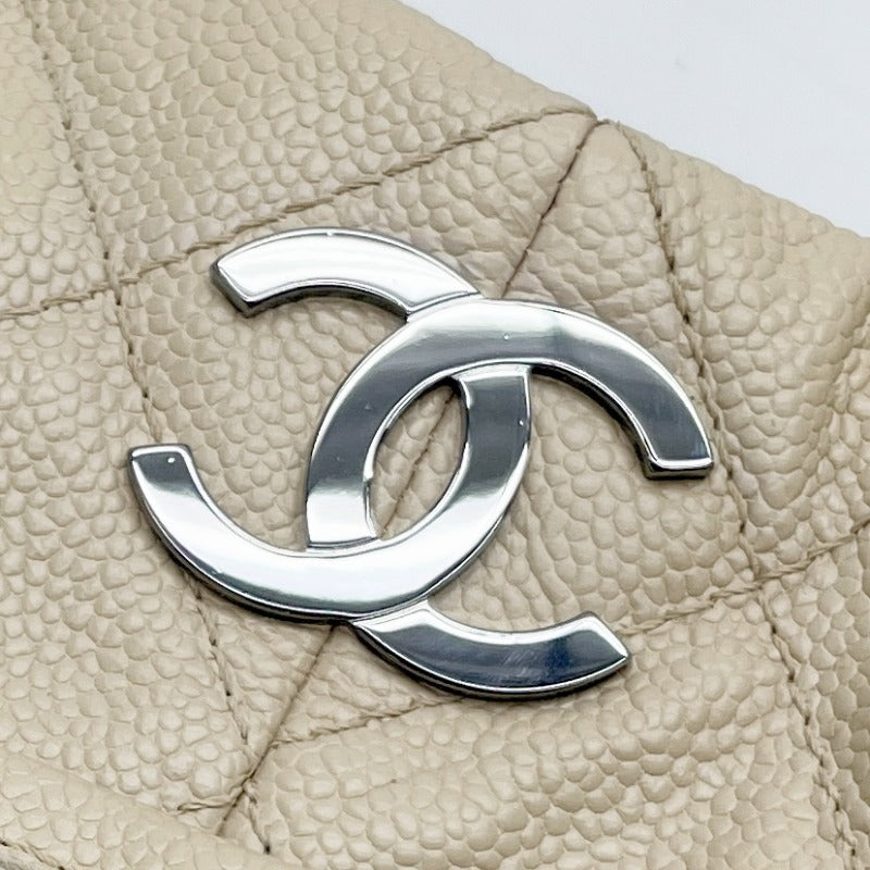 シャネル CHANEL マトラッセ レザー ベージュ シルバー金具 チェーンショルダーバッグ ココマーク