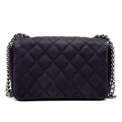 CHANEL CHANEL Matelass? Mini matelasse Mini mat Matelass? 19 Bag Shoulder Bag Caviar Skin Purple Purple Silver Metal Fittings Chain Shoulder Bag Coco Mark Turnlock