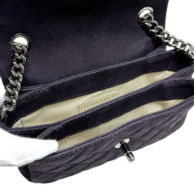 CHANEL CHANEL Matelass? Mini matelasse Mini mat Matelass? 19 Bag Shoulder Bag Caviar Skin Purple Purple Silver Metal Fittings Chain Shoulder Bag Coco Mark Turnlock