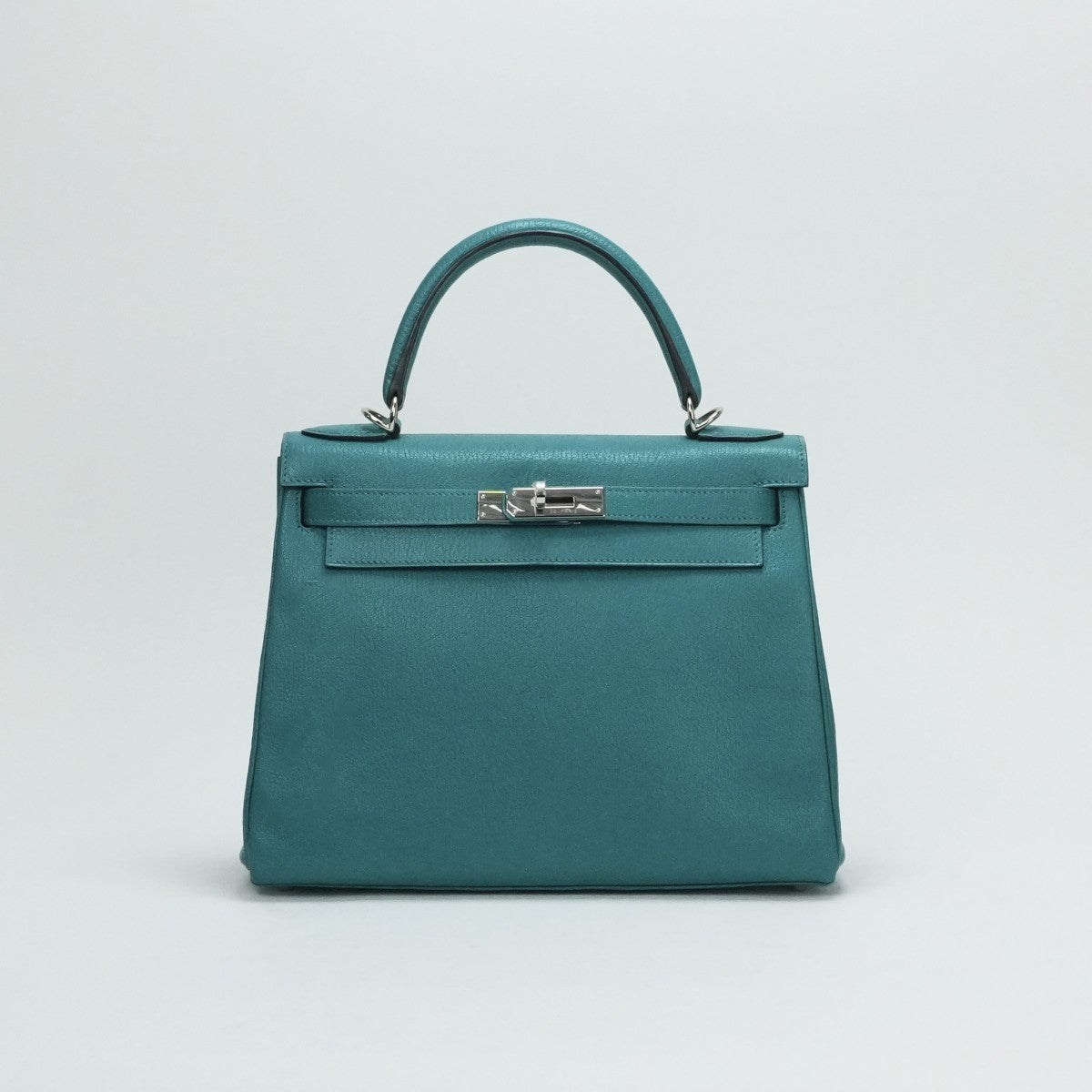 HERMES 爱马仕 Kelly 28 Kelly 28 袋，手提袋，肩膀袋，雪卷 Chevre mysore 蓝色Paon蓝色绿色蓝色绿色银金属配件