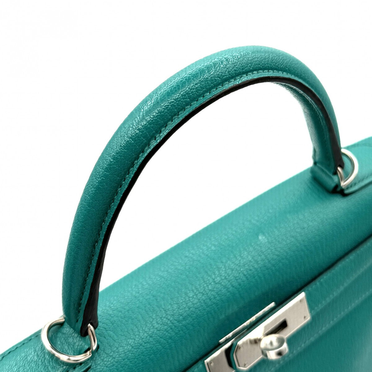 HERMES HERMES Kelly 28 Kelly 28 Bag, tote bag, shoulder bag, chevre Chevre mysore Blue Paon Blue Green Blue Green Silver Metal fittings