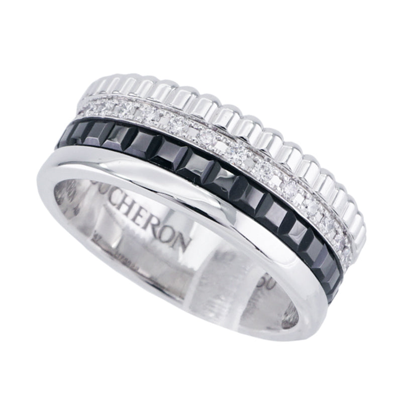 BOUCHERON BOUCHERON Cattle Black Diamond Ring Small Cattle Black Quatre ring QUATRE BLACK EDITION White Gold