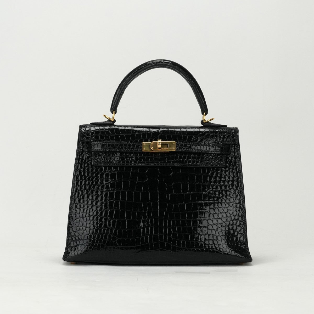 エルメス HERMES ケリー25 ケリー 25 バッグ トートバッグ ショルダーバッグ ポロサス クロコダイル ノワール ブラック 黒 ゴールド金具