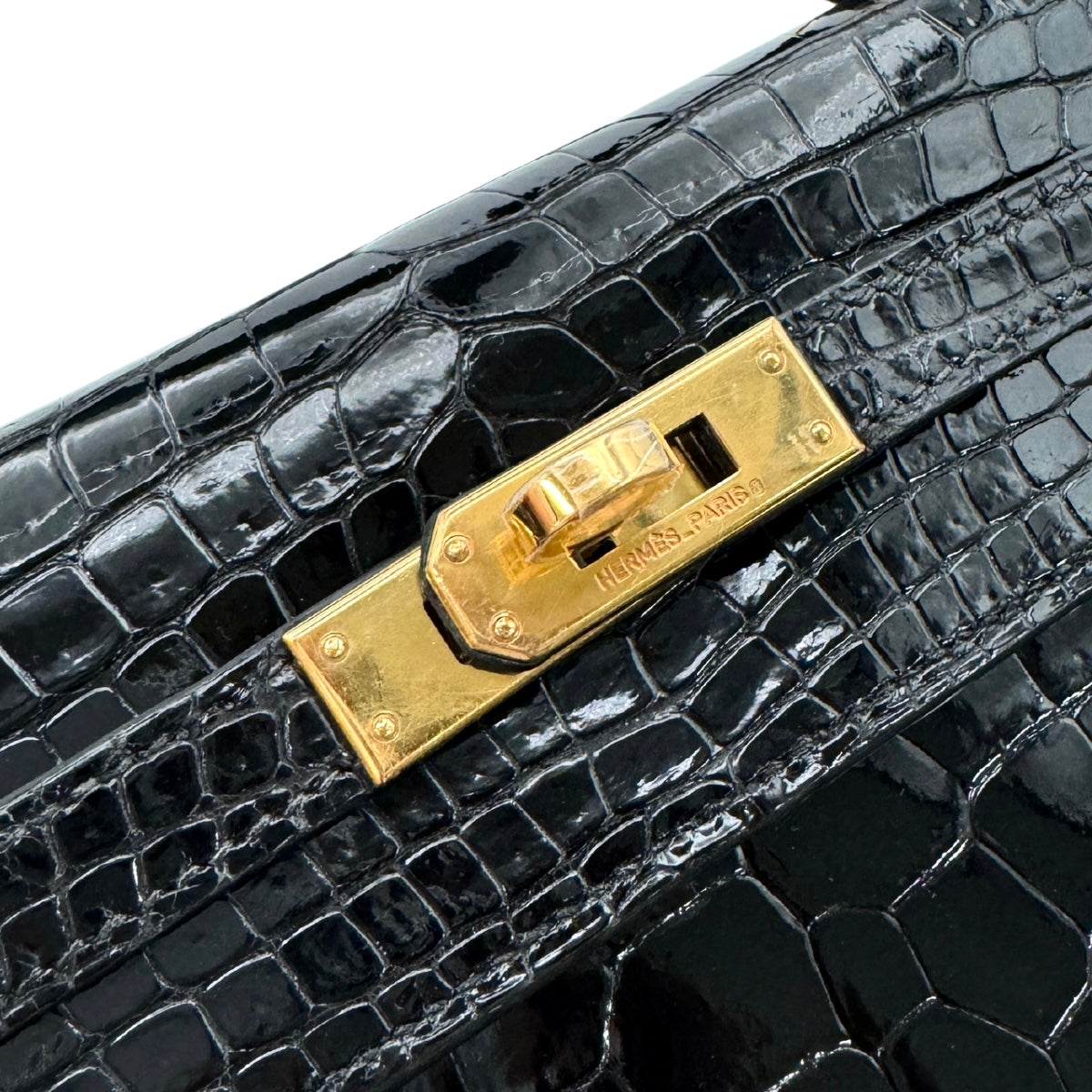 HERMES HERMES Kelly 25 Kelly 25 Bag, Tote Bag, Shoulder Bag, Polosus, Crocodile, Noir, Black, Gold Fittings