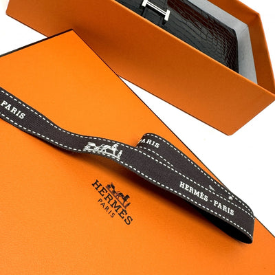 エルメス HERMES ベアンスフレ ベアン スフレ 財布 長財布 ロングウォレット アリゲーター クロコダイル ノワール ブラック 黒 シルバー金具 エキゾチック