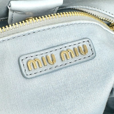 ミュウミュウ MIUMIU ナッパクリスタル マテラッセ バッグ トートバッグ ショルダーバッグ ナッパレザー ブルー ライトブルー 青 水色 ゴールド金具