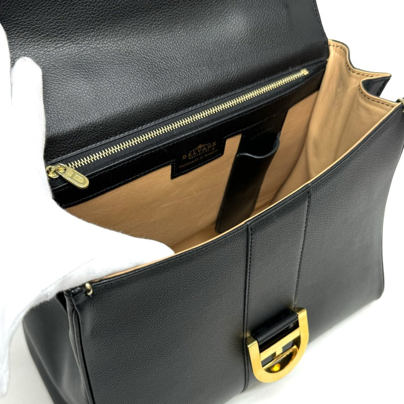 DELVAUX DELVAUX Brillon MM Bag, Tote Bag, Leather, Black, Gold Fittings