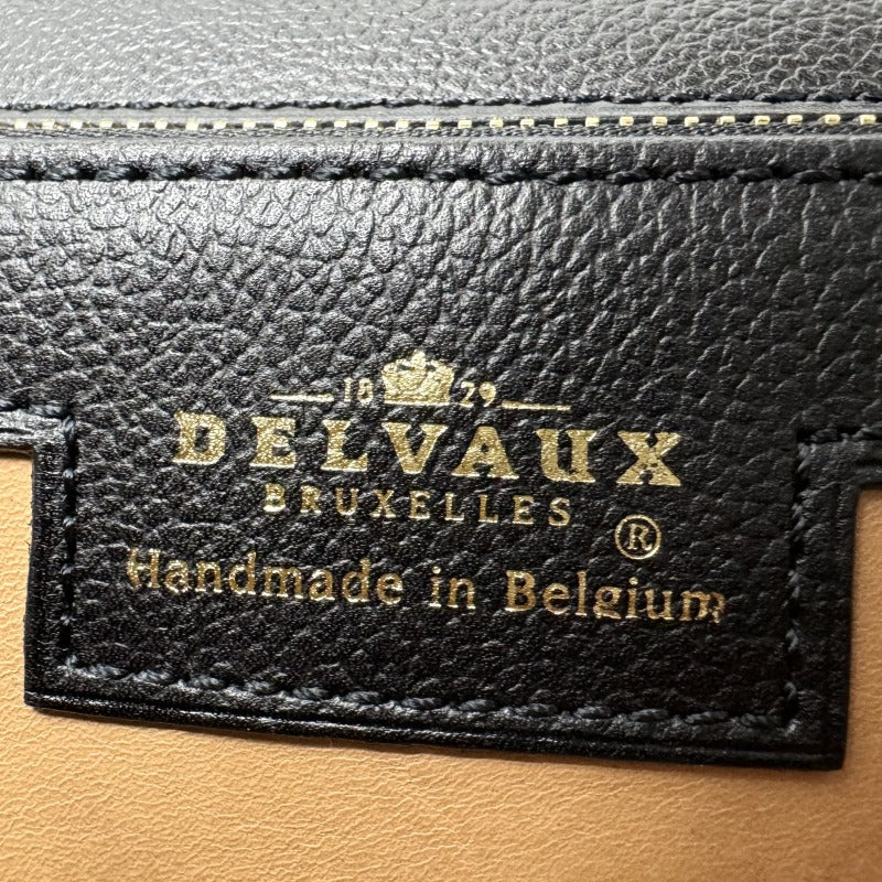 DELVAUX Delvaux Brillon MM 包，手提袋，皮革，黑色，金色配件