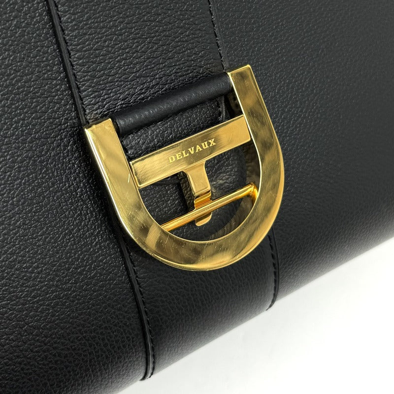 DELVAUX DELVAUX Brillon MM Bag, Tote Bag, Leather, Black, Gold Fittings