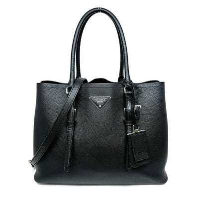 PRADA PRADA bag tote bag Saffiano leather black silver hardware handbag 2way bag