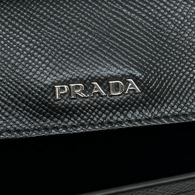 PRADA Prada Bag手提袋Saffiano皮革黑色银色硬件手袋2Way Bag