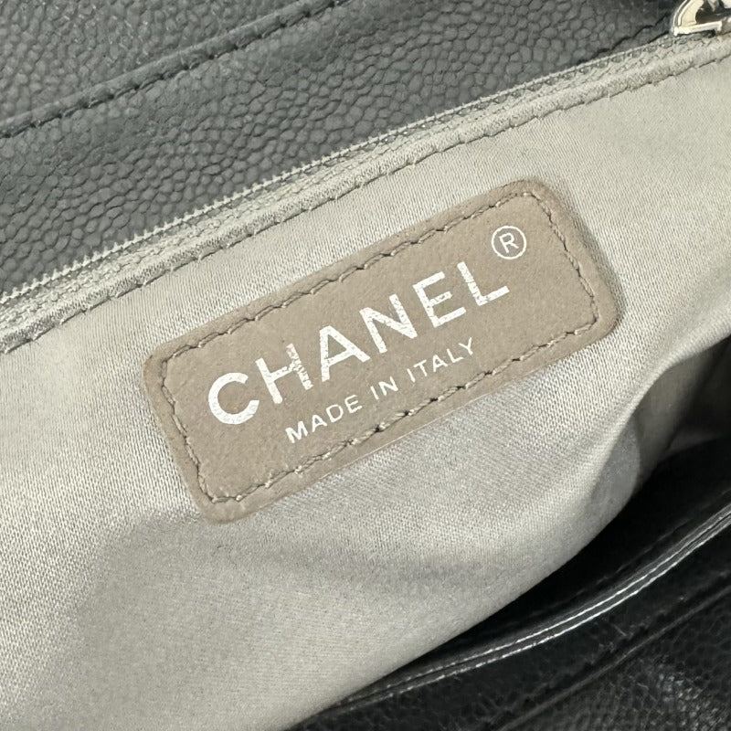 シャネル CHANEL バッグ トートバッグ キャビアスキン ブラック 黒 シルバー金具 ダブルチェーン ココマーク