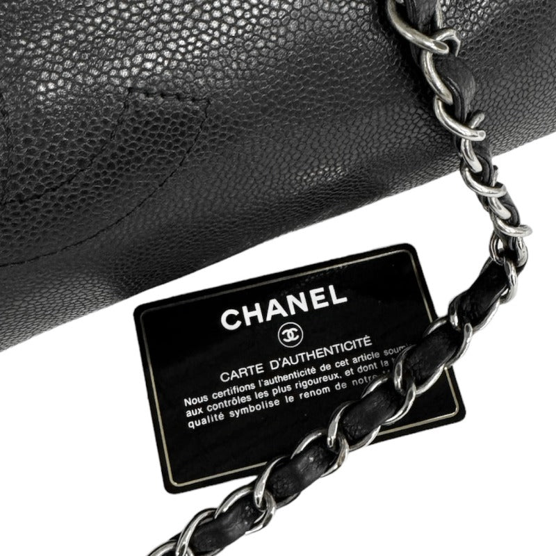 シャネル CHANEL バッグ トートバッグ キャビアスキン ブラック 黒 シルバー金具 ダブルチェーン ココマーク