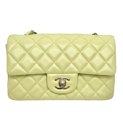 CHANEL CHANEL Matelass? Mini matelasse Mini mat Bag Shoulder Bag Lambskin Yellow Green Green Green Gold Hardware Chain Shoulder Bag Coco Mark Turnlock