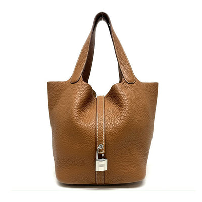 HERMES HERMES Picotin lock MM Picotin lock MM Picotin lock 22 Tote bag Toryon Clemence Gold Brown Silver Metal fittings