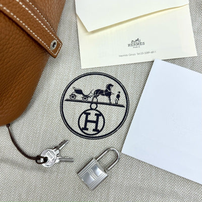 エルメス HERMES ピコタンロックMM ピコタンロック MM ピコタンロック22 バッグ トートバッグ トリヨンクレマンス ゴールド ブラウン 茶 シルバー金具