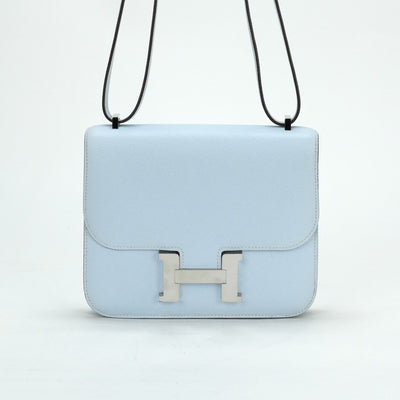 HERMES 爱马仕 Constance 3 mini 18 Constance 3 Mini 18 袋肩袋Epson Blue Brum Brum Blue Silver Fittings VAU Epson