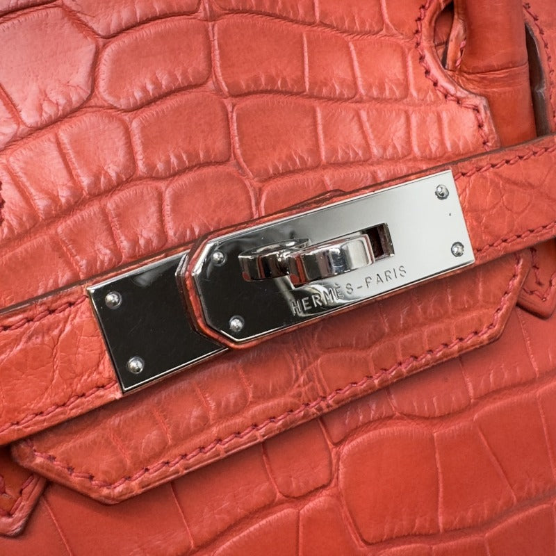 HERMES 헤르메스 Birkin 30 Birkin 30 악어 Mat Rouge Indian Red Silver Metal Fittings