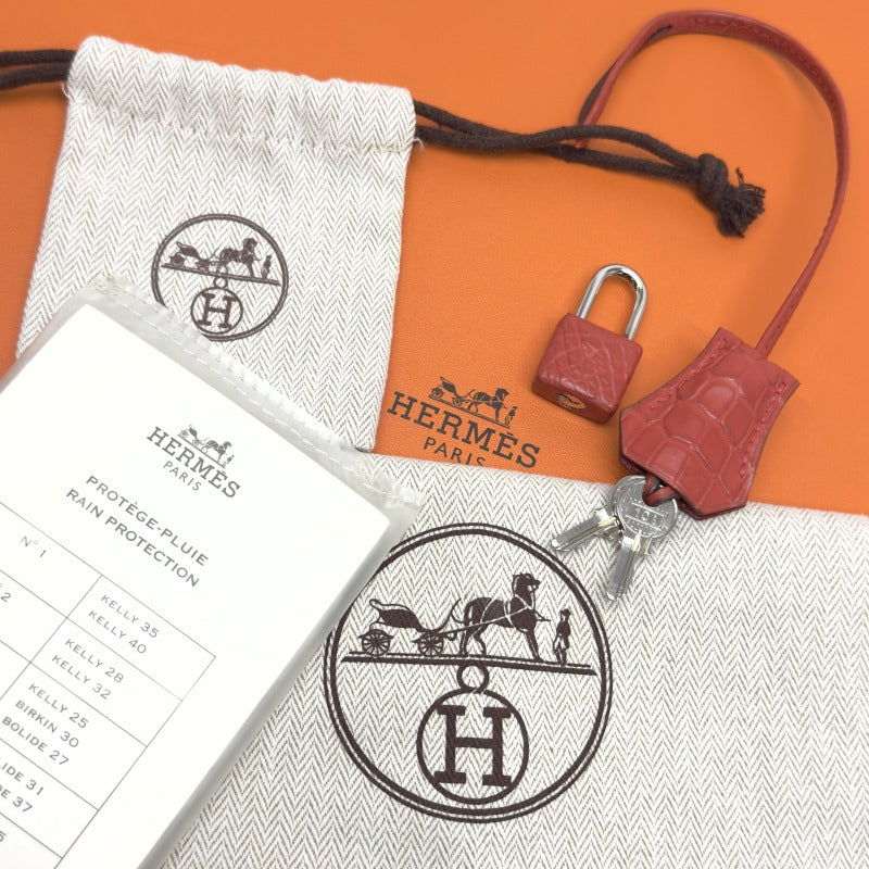 エルメス HERMES バーキン30 バーキン 30 アリゲーターマット ルージュインディアン レッド 赤 シルバー金具