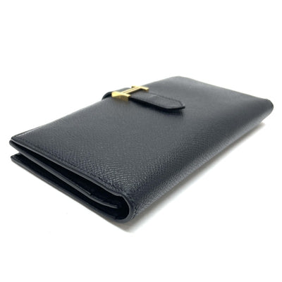 HERMES HERMES B?arn soufflet Bearn soufflet Wallet Long Wallet Epson Noir Black Gold Hardware Vaugh Epson