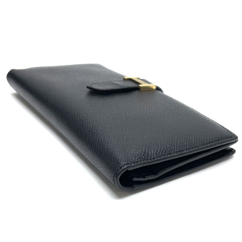 HERMES HERMES B?arn soufflet Bearn soufflet Wallet Long Wallet Epson Noir Black Gold Hardware Vaugh Epson