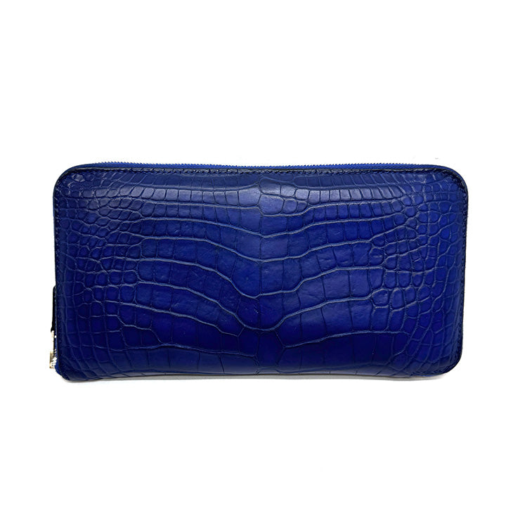 HERMES HERMES Azap long Azap long classic Wallet Long Wallet Long Wallet Alligator Crocodile Blue Electric Blue Blue Silver Hardware Round Zip Round Zip