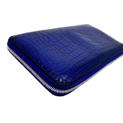 HERMES HERMES Azap long Azap long classic Wallet Long Wallet Long Wallet Alligator Crocodile Blue Electric Blue Blue Silver Hardware Round Zip Round Zip