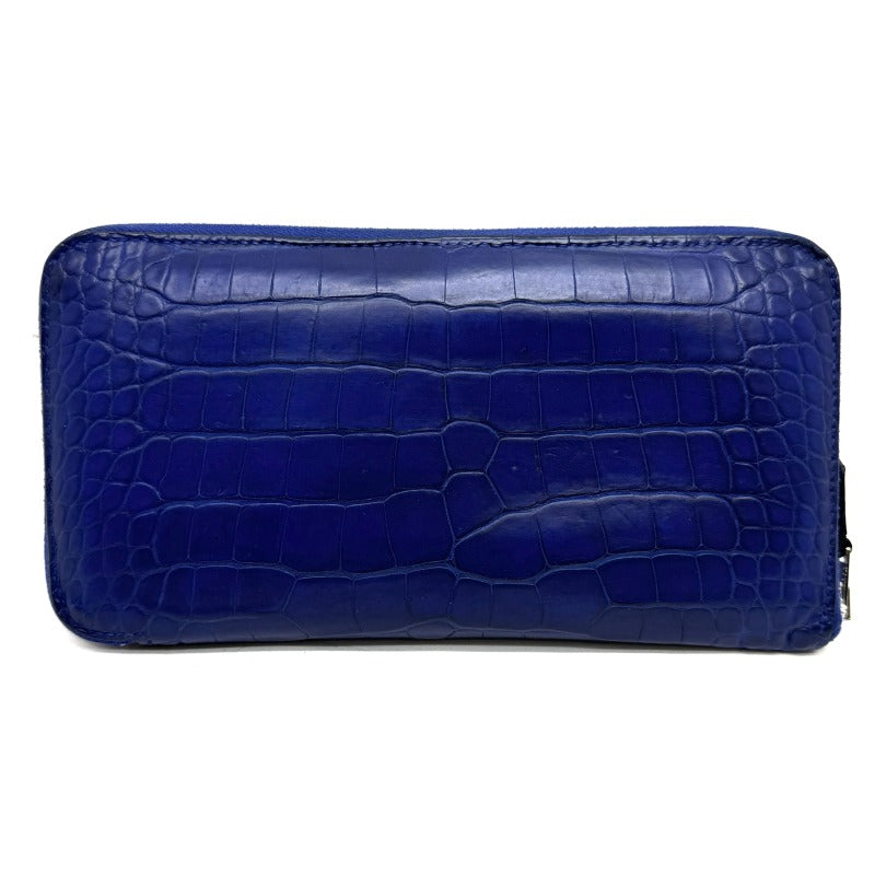 HERMES HERMES Azap long Azap long classic Wallet Long Wallet Long Wallet Alligator Crocodile Blue Electric Blue Blue Silver Hardware Round Zip Round Zip