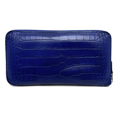 HERMES HERMES Azap long Azap long classic Wallet Long Wallet Long Wallet Alligator Crocodile Blue Electric Blue Blue Silver Hardware Round Zip Round Zip