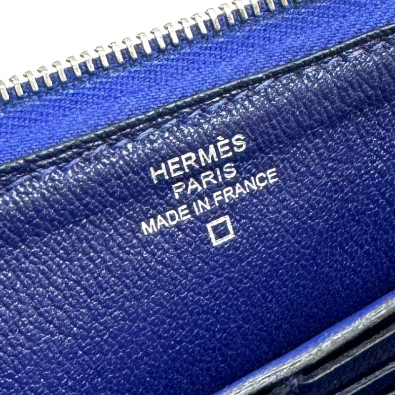 HERMES HERMES Azap long Azap long classic Wallet Long Wallet Long Wallet Alligator Crocodile Blue Electric Blue Blue Silver Hardware Round Zip Round Zip