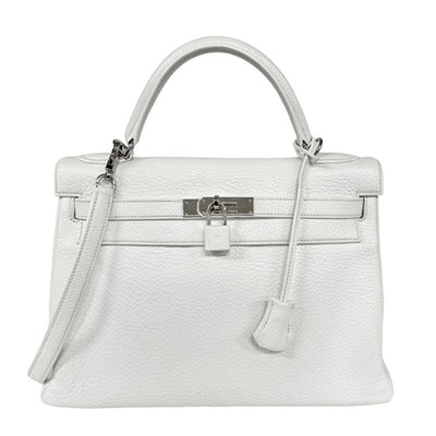 HERMES HERMES Kelly 32 Kelly 32 interior stitch Bag, Tote bag, Shoulder bag, Torillon Clemence, White, Silver hardware