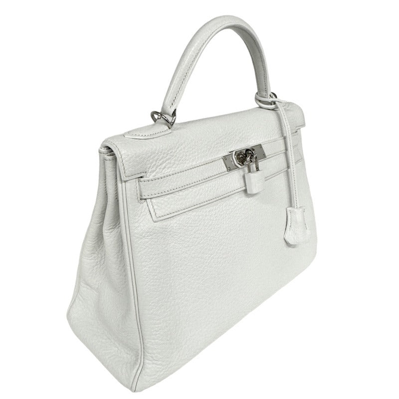 HERMES 헤르메스 Kelly 32 Kelly 32 interior stitch 가방, 토트 백, 숄더 백, 토릴론 클레멘스, 흰색, 실버 하드웨어