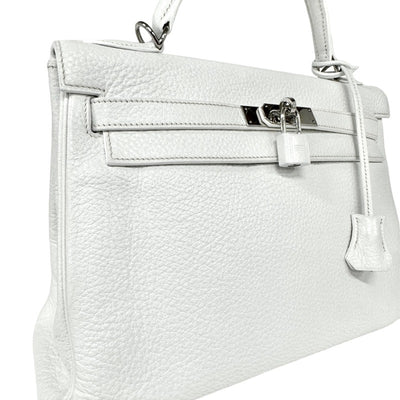 HERMES HERMES Kelly 32 Kelly 32 interior stitch Bag, Tote bag, Shoulder bag, Torillon Clemence, White, Silver hardware