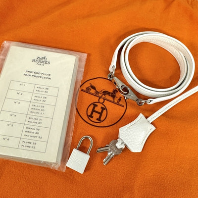 HERMES 헤르메스 Kelly 32 Kelly 32 interior stitch 가방, 토트 백, 숄더 백, 토릴론 클레멘스, 흰색, 실버 하드웨어