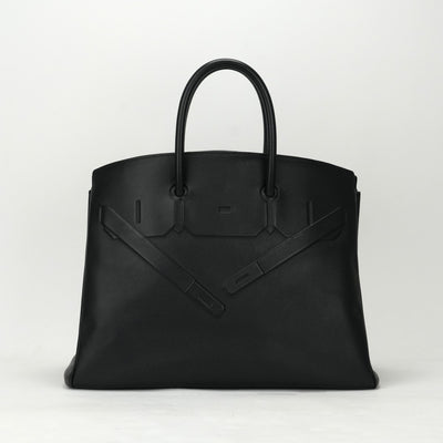 HERMES 爱马仕 Shadow birkin 35 Shadow Birkin 35 Swift Noir黑色银色金属配件VO Swift