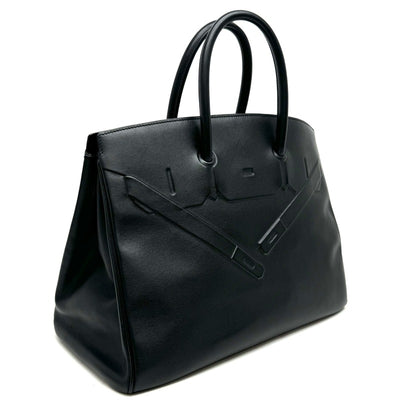 HERMES 爱马仕 Shadow birkin 35 Shadow Birkin 35 Swift Noir黑色银色金属配件VO Swift