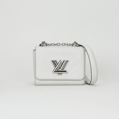 LOUIS VUITTON 루이비통 Twist mini Twist mini 가방 어깨 가방 에피 흰색 실버 하드웨어 체인 어깨 가방 Double chain