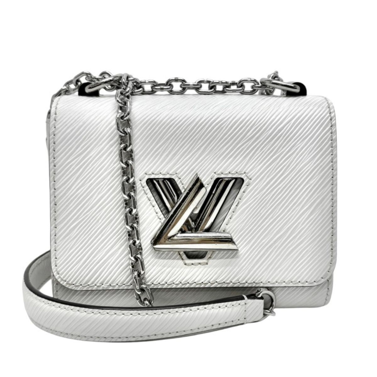 LOUIS VUITTON 루이비통 Twist mini Twist mini 가방 어깨 가방 에피 흰색 실버 하드웨어 체인 어깨 가방 Double chain