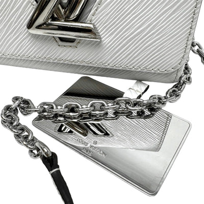 LOUIS VUITTON 루이비통 Twist mini Twist mini 가방 어깨 가방 에피 흰색 실버 하드웨어 체인 어깨 가방 Double chain