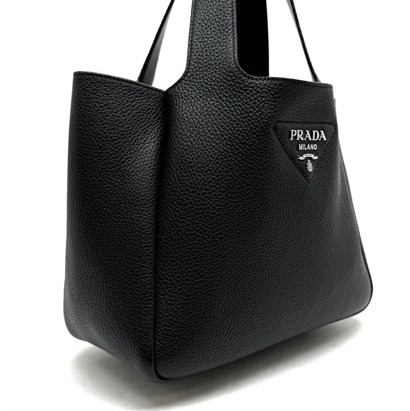 プラダ PRADA バッグ トートバッグ レザー ブラック 黒 シルバー