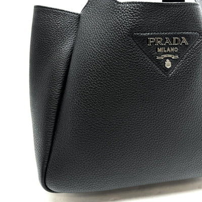 プラダ PRADA バッグ トートバッグ レザー ブラック 黒 シルバー金具 トライアングルロゴ