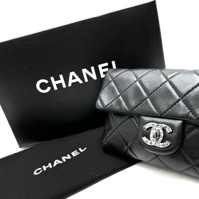 CHANEL CHANEL Matelass? Mini matelasse Mini mat Bag Shoulder Bag Lambskin Black Silver Metal Fittings Chain Shoulder Bag Coco Mark Turn Lock