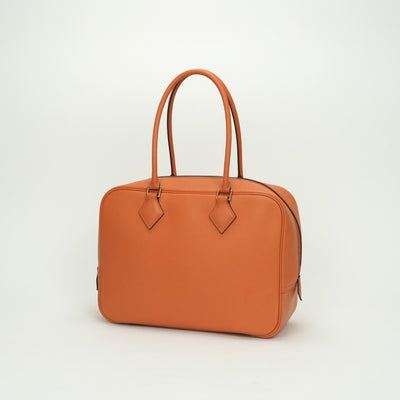 エルメス HERMES プリュム28 プリュム 28 バッグ トートバッグ エプソン オレンジ ゴールド金具