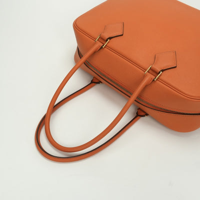 エルメス HERMES プリュム28 プリュム 28 バッグ トートバッグ エプソン オレンジ ゴールド金具