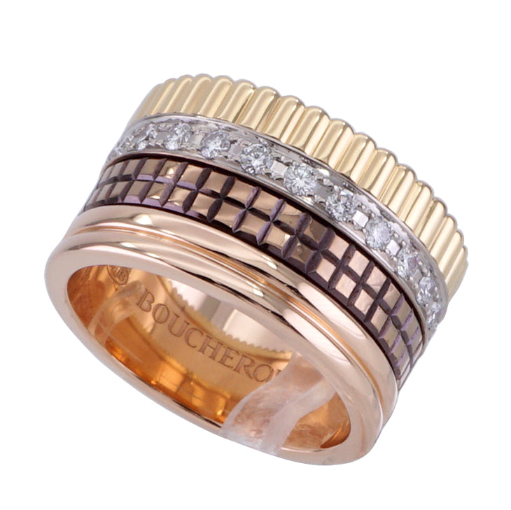 BOUCHERON BOUCHERON Quatre Classic Diamond Ring Large Cattle Classic Diamond Large quatre black edition ring 750PG yellow gold white gold pink gold brown diamond ring Quatre ring Pink gold