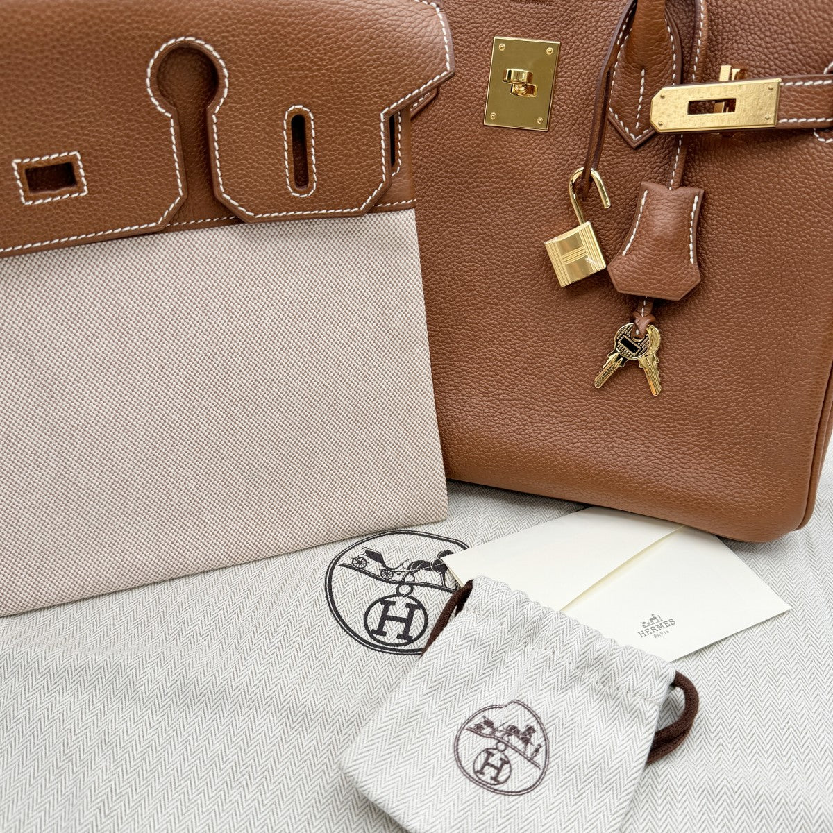 HERMES 爱马仕 Birkin 30 3EN1 Birkin 30 袋手提袋Balenier faubre Toile GM Forbe Brown Brown Brown Brown Gold Hardware