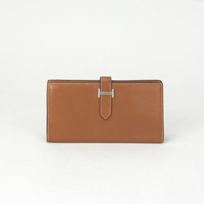 HERMES HERMES B?arn soufflet Bearn soufflet Wallet Long Wallet Long Wallet Tadelacto Gold Brown Silver Metal Fittings